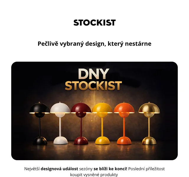 Stockist.cz: design až -40 % – září 2026