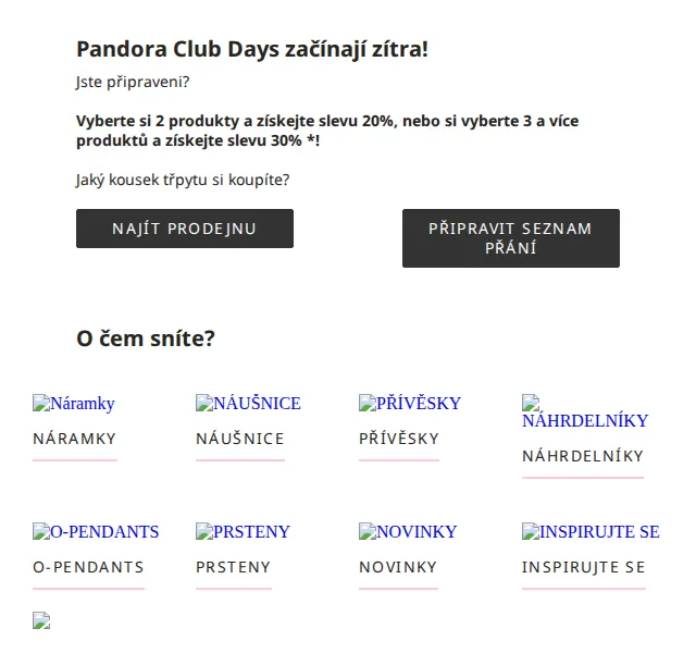 Pandora: Až 30% sleva na šperky – červen 2026 | Nuslet.cz