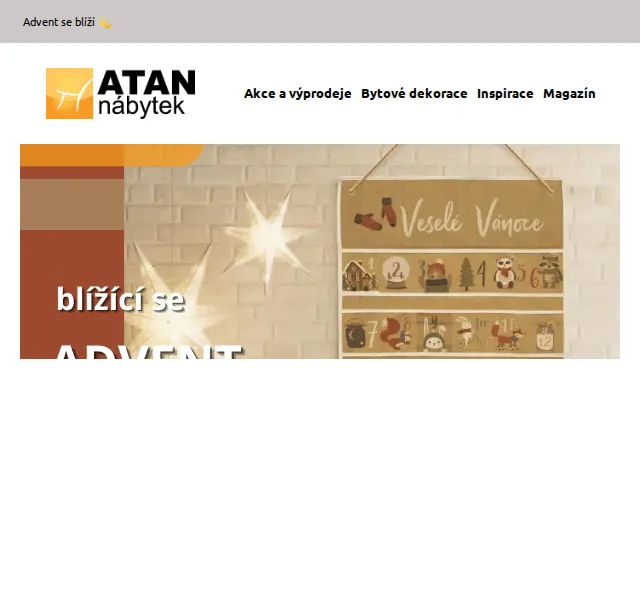 ATAN nábytek: Adventní výzdoba a svíčky od 118 Kč – červenec 2026 | Nuslet.cz