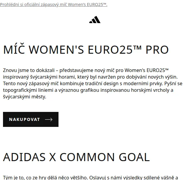 adidas: oficiální míč Women's EURO25™ – červen 2026 | Nuslet.cz