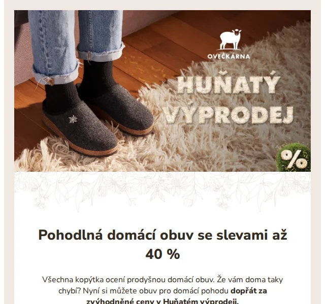 Ovečkárna: Slevy až 40 % na domácí obuv – červen 2026 | Nuslet.cz