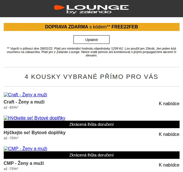 Lounge by Zalando: Slevy až 75 % na Craft, CMP, Scotch & Soda – červen 2026 | Nuslet.cz
