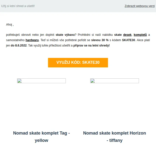 Riderzone: 30% sleva na skate desky a vybavení – červen 2026 | Nuslet.cz
