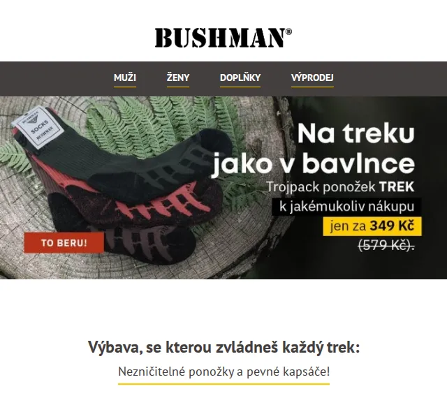 BUSHMAN: 3 páry ponožek TREK za 349 Kč – červen 2026 | Nuslet.cz