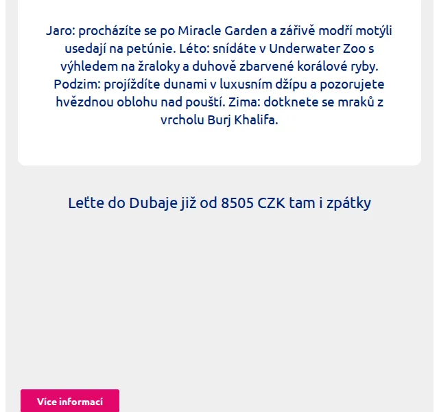eSky.cz: Let do Dubaje od 8 505 Kč – červen 2026 | Nuslet.cz