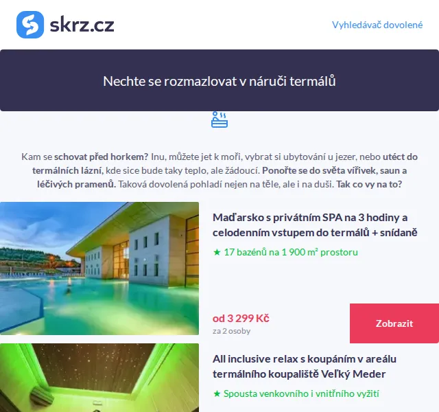 Vánoce na Skrz: Termální pobyty od 1 185 Kč – červen 2026 | Nuslet.cz