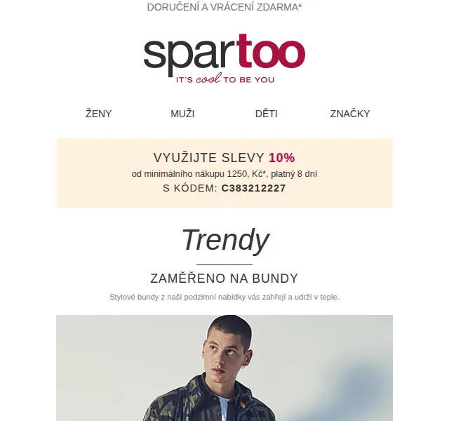 Spartoo: Sleva 10 % na bundy – červen 2026 | Nuslet.cz