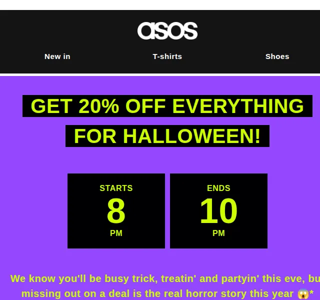 ASOS Sale: 20% sleva na vše na Halloween – říjen 2021 | Nuslet.cz