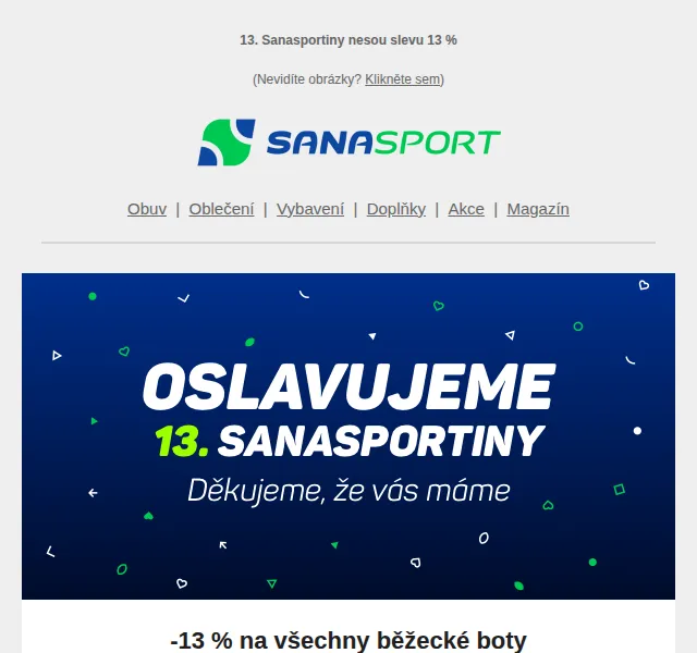 Sanasport: Sleva 13 % na běžecké boty – červen 2026 | Nuslet.cz