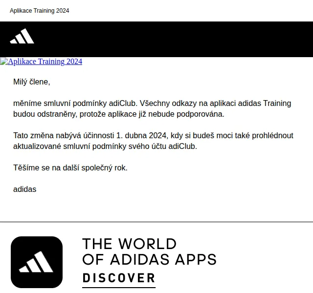 Adidas: Změna smluvních podmínek adiClub – červen 2026 | Nuslet.cz
