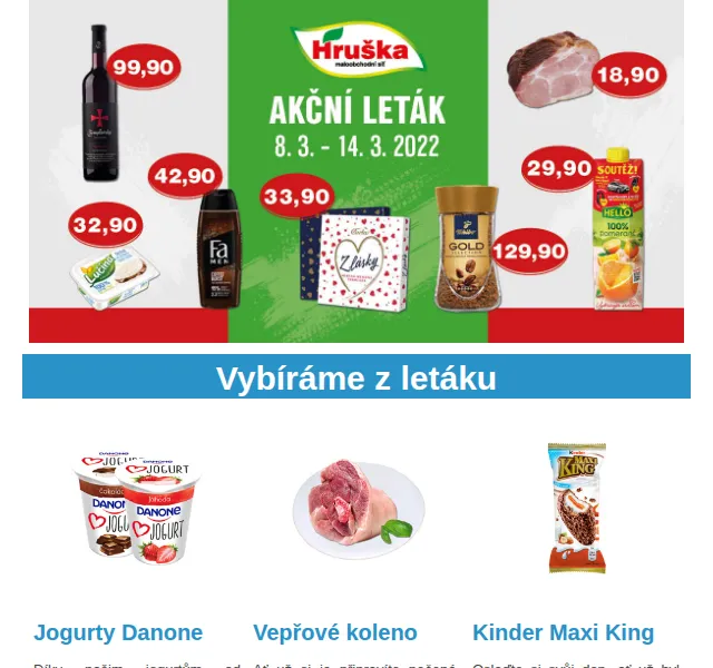 Váš HRUŠKA tým: Leták Danone, Kinder, Gambrinus – březen 2022 | Nuslet.cz