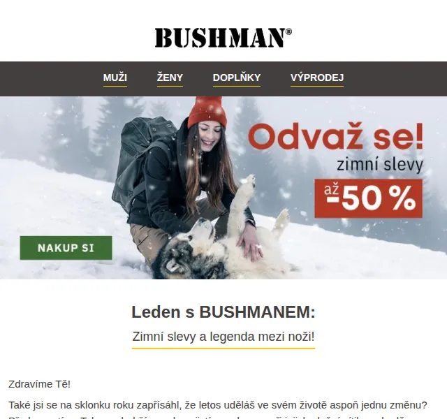 BUSHMAN: Zimní slevy až 50 % a nůž Rescue za 349 Kč – červenec 2026 | Nuslet.cz