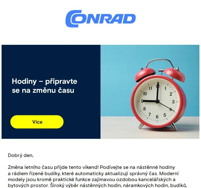 Conrad Electronic: DCF nástěnné hodiny a budíky – červen 2026 | Nuslet.cz