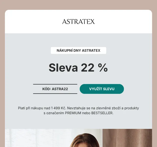 Astratex: slevový kód 22 % – září 2026