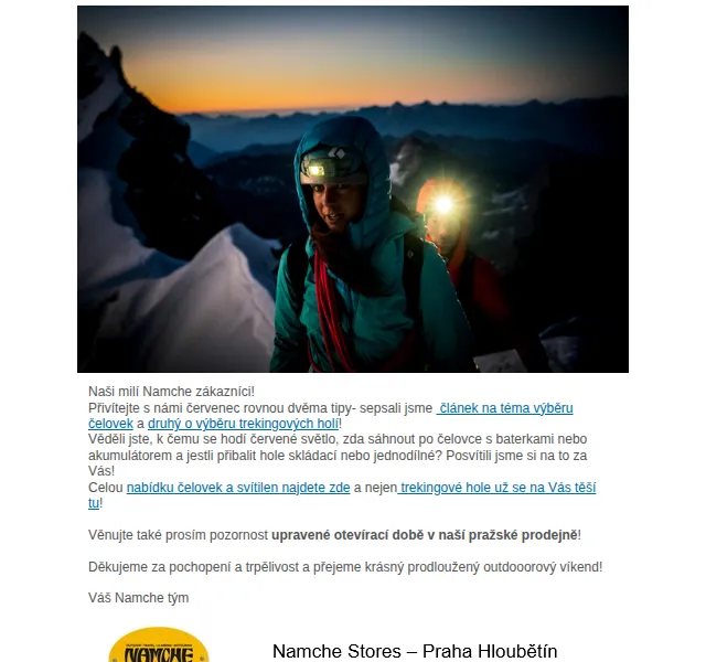 Namcheshop: Čelovky a trekingové hole – červenec 2026 | Nuslet.cz