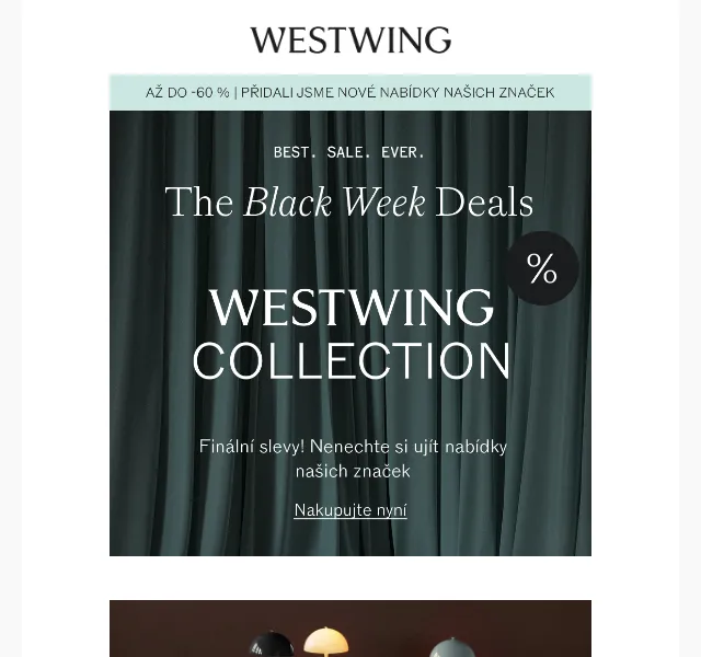 Westwing: Black Sale – Louis Poulsen, Blomus, Steamery – červenec 2026 | Nuslet.cz