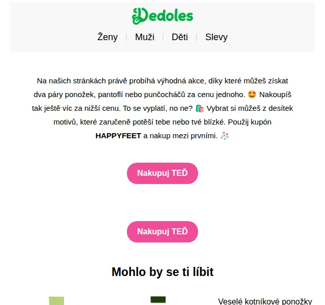 Dedoles.cz: Pantofle, ponožky nebo punčochy zdarma – červenec 2026 | Nuslet.cz