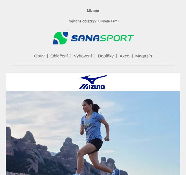 Sanasport: novinky Mizuno s extra slevou 10 % – červen 2026 | Nuslet.cz