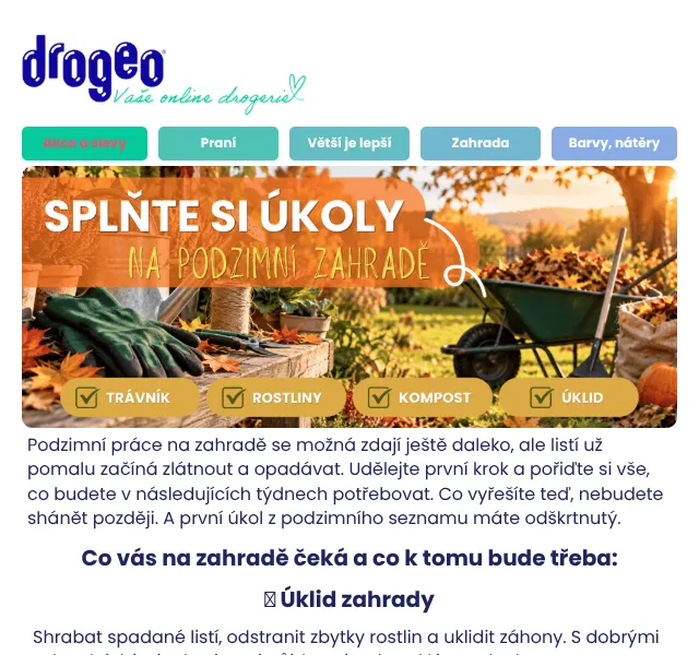 Drogeo: Zahradní vybavení na podzim – září 2026