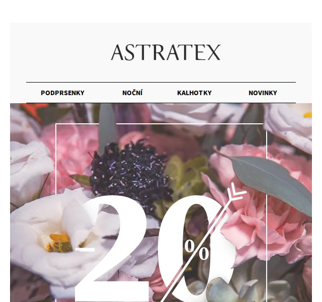 Astratex.cz: Valentýnská sleva 20 % – červen 2026 | Nuslet.cz