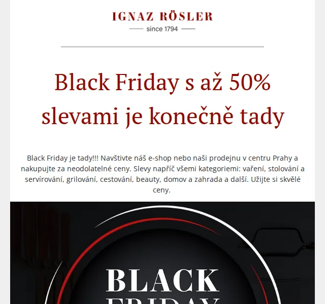 Ignazrosler.cz: Black Friday slevy až 50 % – červen 2026 | Nuslet.cz