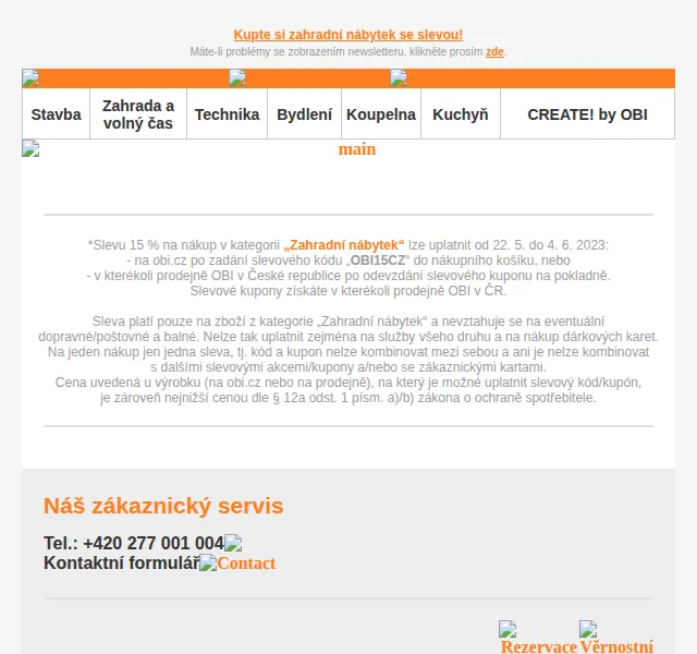 OBI Novinky: Sleva 15 % na zahradní nábytek – červen 2023 | Nuslet.cz