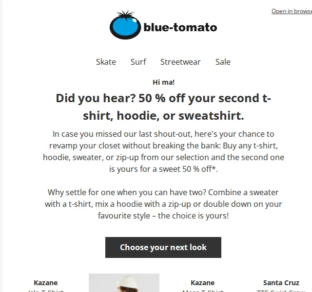 BLUE TOMATO: 50% sleva na 2. tričko – červenec 2026 | Nuslet.cz