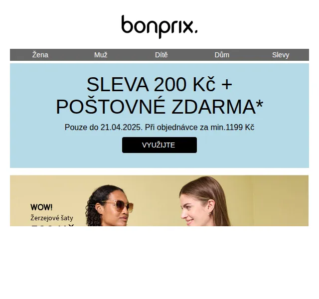 bonprix: sleva 200 Kč + poštovné zdarma – červenec 2026 | Nuslet.cz