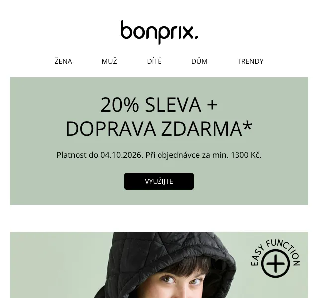 Bonprix: zimní bundy 20 % sleva + doprava zdarma