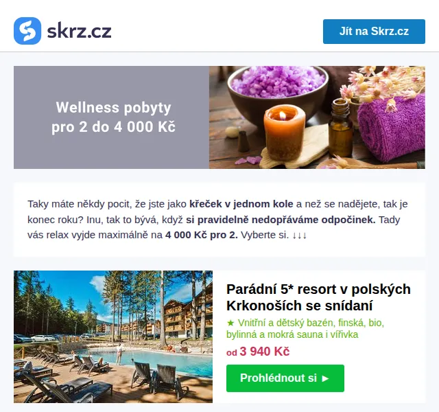 Skrz: Wellness pobyty do 4 000 Kč – červen 2026 | Nuslet.cz