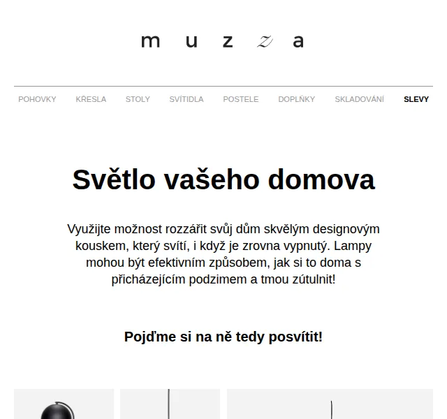MUZZA: Designová svítidla pro útulný podzim – červen 2026 | Nuslet.cz
