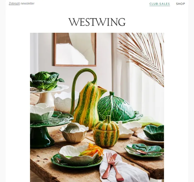 Westwing: Bordallo Pinheiro design – červen 2026 | Nuslet.cz