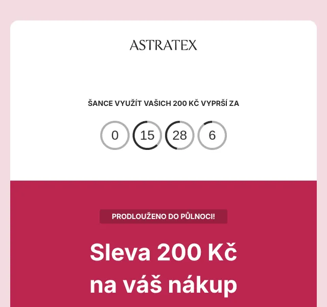 Astratex.cz: 200 Kč + 25% sleva – září 2026