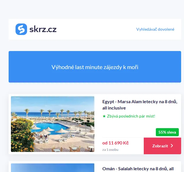 Skrz: Last minute zájezdy od 10 390 Kč – červen 2026 | Nuslet.cz