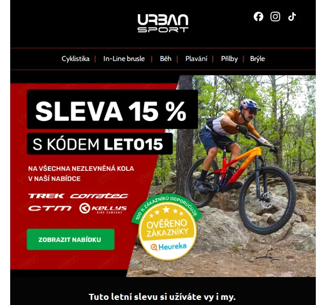 Urban Sport: Zimní výbava a kola se slevou až 74 % – červen 2026 | Nuslet.cz