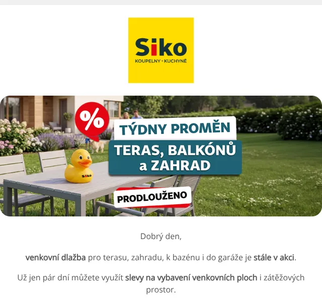 SIKO KOUPELNY: Sleva 20 % na venkovní dlažbu – květen 2026