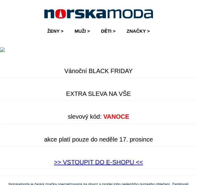 Norskamoda.cz: Vánoční Black Friday sleva až do 17. 12. | prosinec 2023 | Nuslet.cz