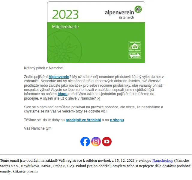 Namcheshop: Pojištění Alpenverein – červen 2026 | Nuslet.cz
