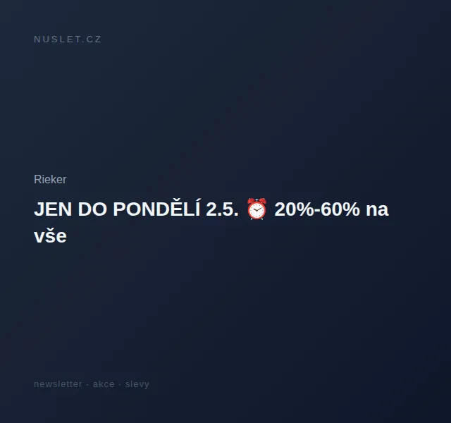 Rieker: sleva 20–60 % na boty a kabelky – červen 2026 | Nuslet.cz
