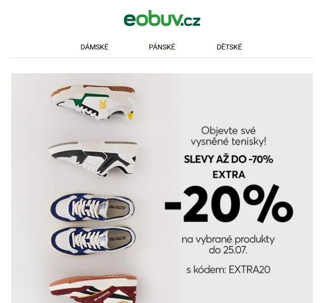 eobuv.cz: Extra sleva -20 % na tenisky – červenec 2026 | Nuslet.cz