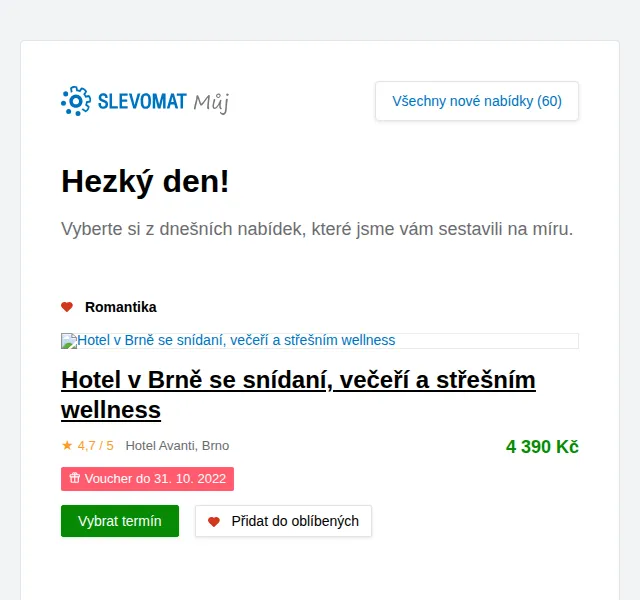 Slevomat: Hotel v Brně se snídaní, večeří a střešním wellness – červenec 2026 | Nuslet.cz
