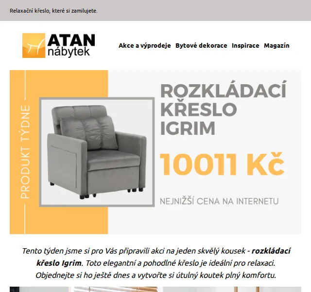 ATAN nábytek: Rozkládací křeslo Igrim 10 011 Kč – červenec 2026 | Nuslet.cz