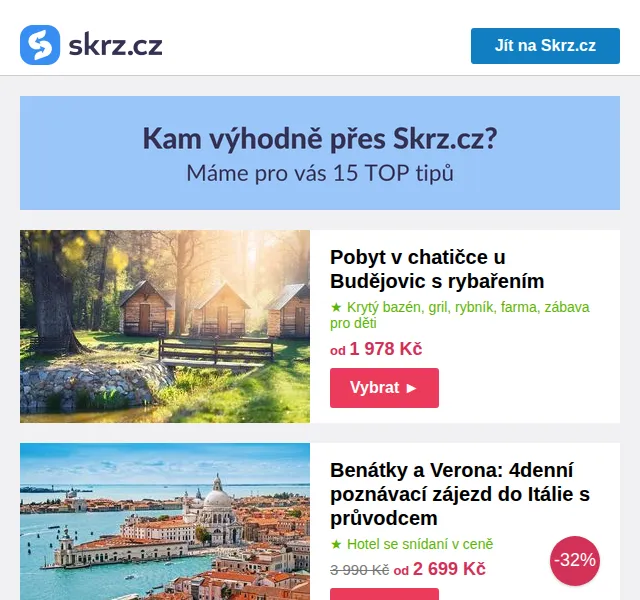 Skrz: Pobyty a zájezdy se slevou až 50 % – červen 2026 | Nuslet.cz