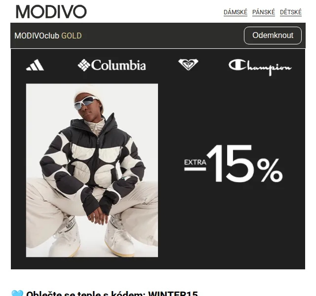 Modivo: Extra -15 % na zimní produkty – červen 2026 | Nuslet.cz