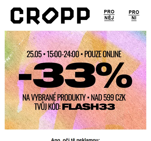Cropp: -33% na vše – červen 2026 | Nuslet.cz