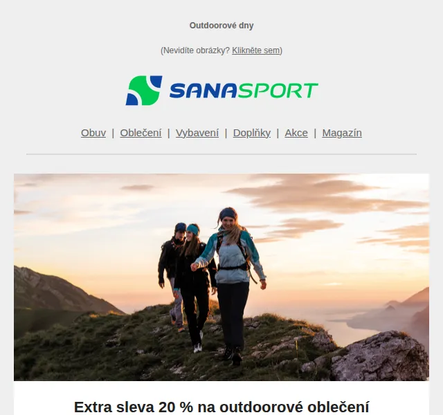Sanasport: -20 % na outdoorové oblečení – červen 2026 | Nuslet.cz