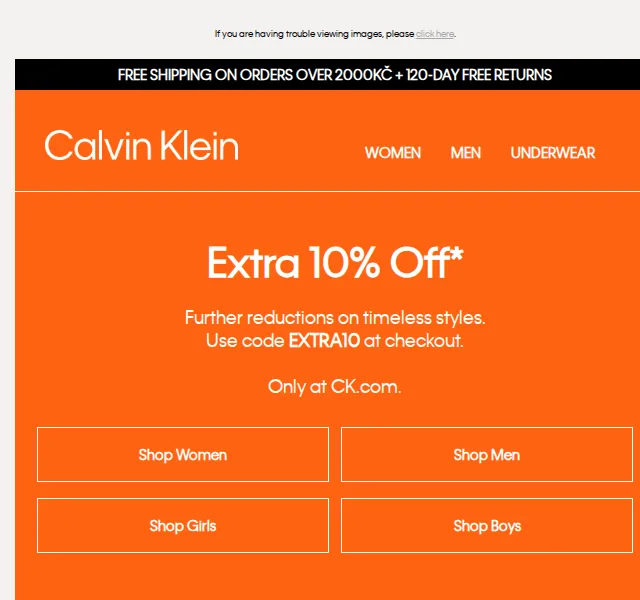 Calvin Klein: Extra 10% sleva na zboží – srpen 2026 | Nuslet.cz