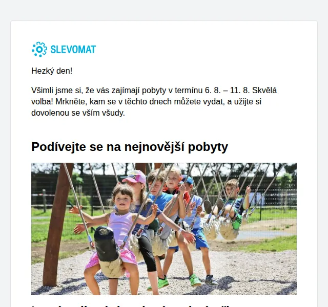 Slevomat: Pobyty v termínu 6.–11. 8. od 1 590 Kč – červen 2026 | Nuslet.cz