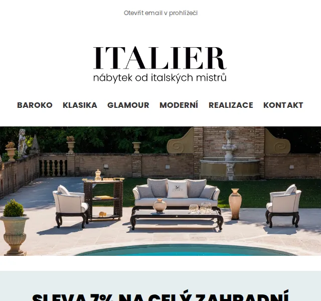 Italier.cz: 7% sleva na zahradní nábytek – červen 2026 | Nuslet.cz