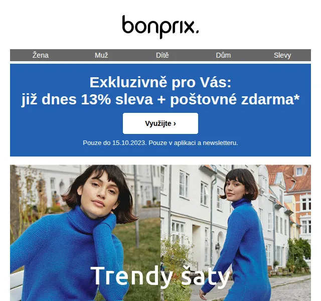bonprix: 13% sleva + poštovné zdarma – červen 2026 | Nuslet.cz
